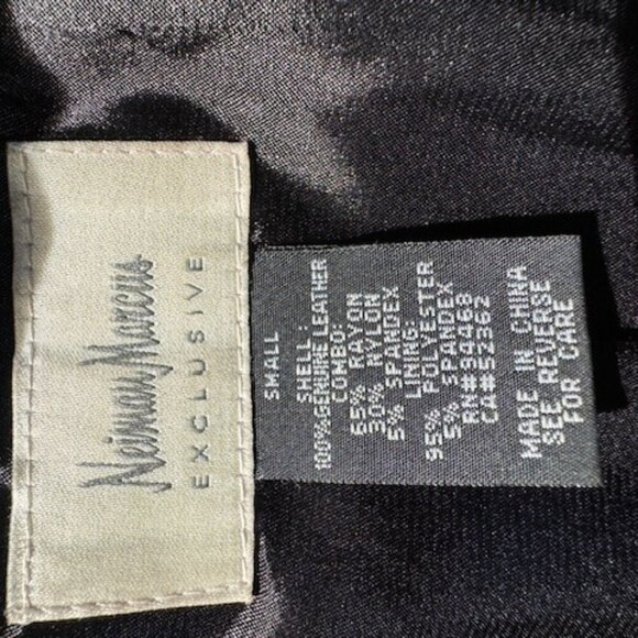 Neiman Marcus Leather with fabric accents Jacket black EUC Size S - Picture 4 of 4